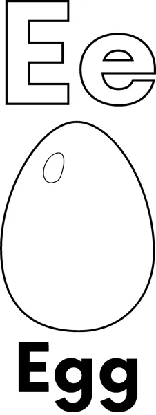 A large outlined letter E above a plain oval egg with a small highlight, labeled Egg.