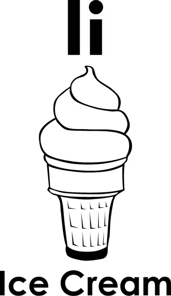 The letters Ii above a swirled soft-serve ice cream cone, and the words Ice Cream printed below.