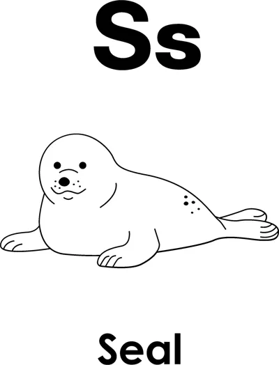 The letters Ss above a smooth seal lying down with its tail curled up, and the word Seal printed below.