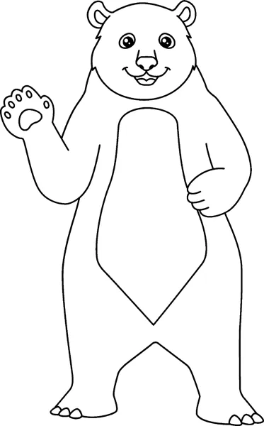A bear stands upright on two legs waving one paw under the word Bear.