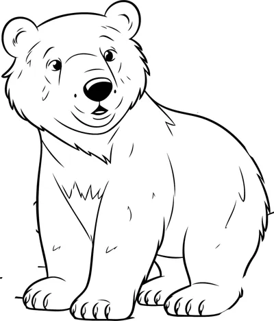 A furry bear walks on all fours facing forward under the heading Color Me Bear.