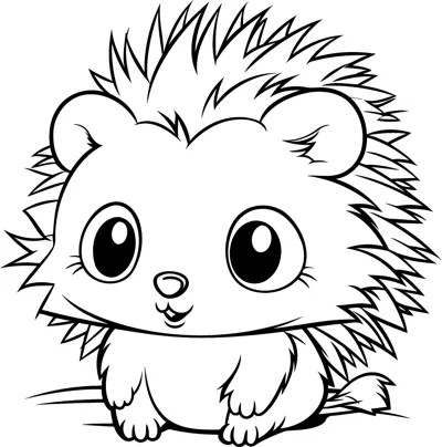 A spiky hedgehog with big eyes faces forward under the heading Color Me Hedgehog.