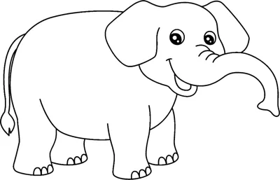 An elephant with big ears walks sideways with its trunk lowered under the word Elephant.