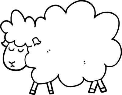 A sheep with a huge fluffy cloud-like body and sleepy face stands above the word Sheep.