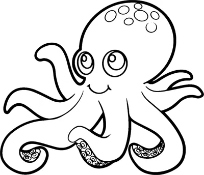 A cartoon octopus with a spotted head and waving tentacles smiles under the word octopus.