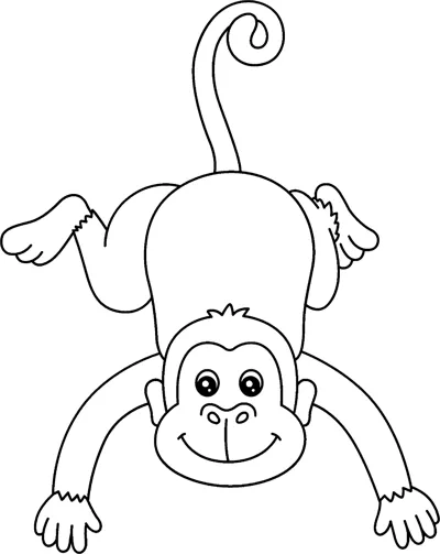A monkey balances upside down on its hands with its tail curled under the word Monkey.