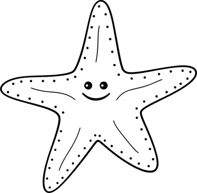 A five-armed starfish with a smiling face and dotted texture on its arms.