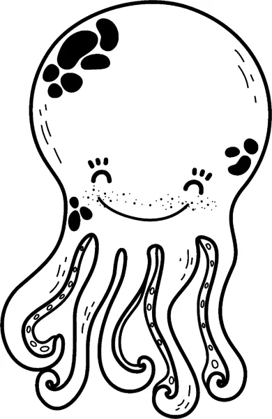 A round octopus with dark spots and curling tentacles smiles under a Having Fun heading.