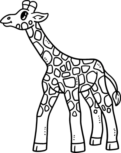 A giraffe with a long neck and irregular spots stands in profile with no background.