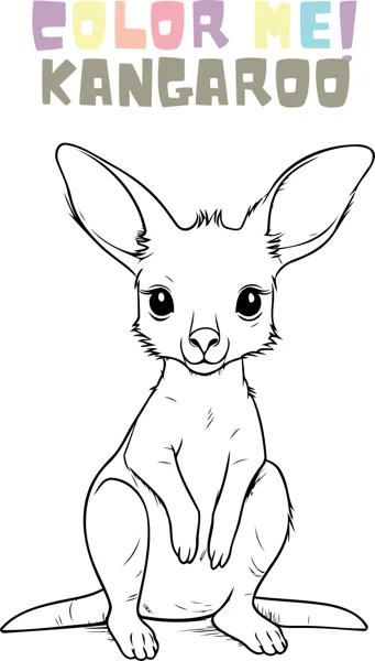 A kangaroo with big ears stands upright on its hind legs under the heading Color Me Kangaroo.