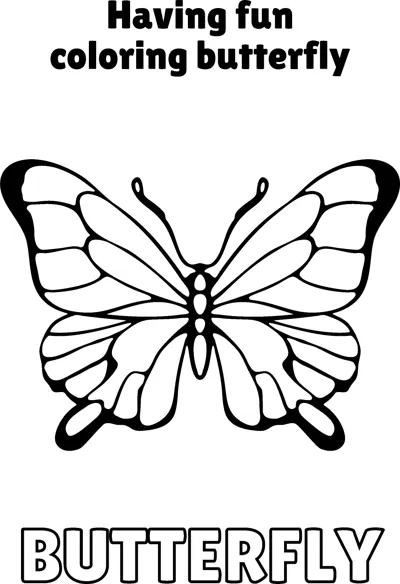 A butterfly with thick black wing borders and large open cells is centred under a heading.