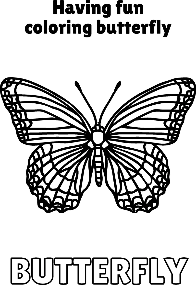A butterfly with striped, scalloped wings is centred under a Having Fun heading.