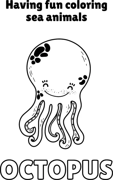 A round octopus with dark spots and curling tentacles smiles under a Having Fun heading.