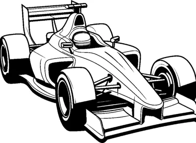 A modern open-wheel race car with bold dark tires and a rear wing faces forward at an angle.