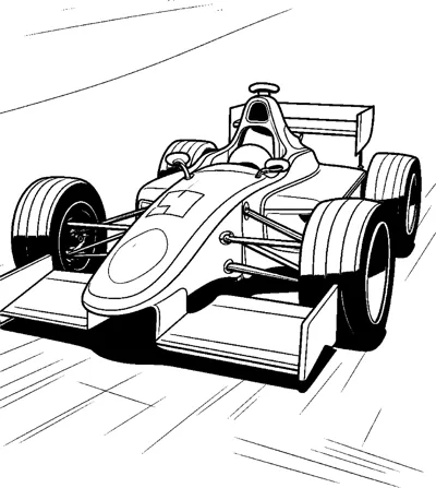 An open-wheel race car sweeps across a track with light speed lines in the corners.