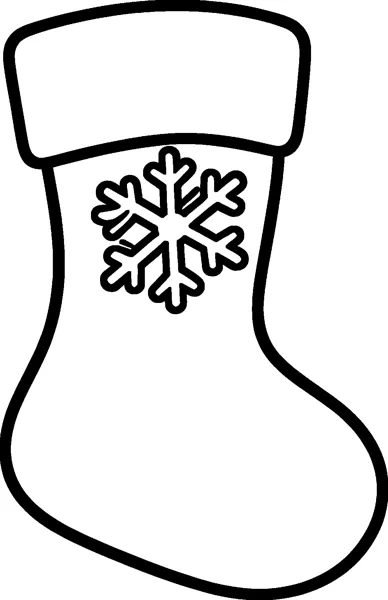 A big Christmas stocking with a wide cuff at the top and a single snowflake drawn in the middle of the leg.