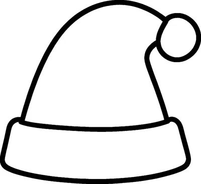 A floppy Christmas hat with a wide furry band at the bottom and a round pompom at the tip.