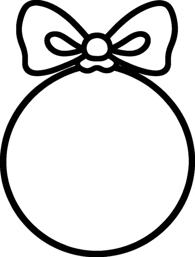 A large round Christmas bauble with a looped ribbon bow tied at the top.