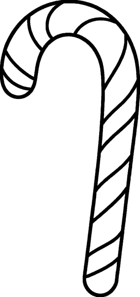 One tall candy cane with a curved hook and diagonal stripes along its length.