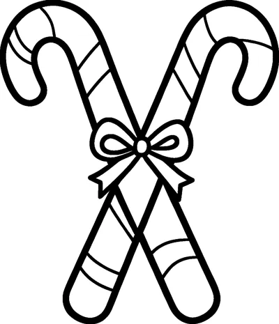 Two striped candy canes crossed in an X shape with their hooks facing outwards and a small bow tied where they meet.