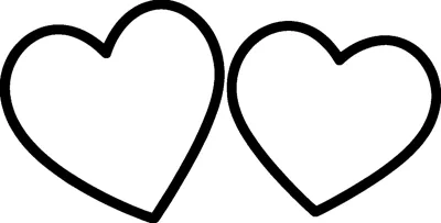 Two simple heart outlines sit next to each other in the middle of the page, ready to colour.