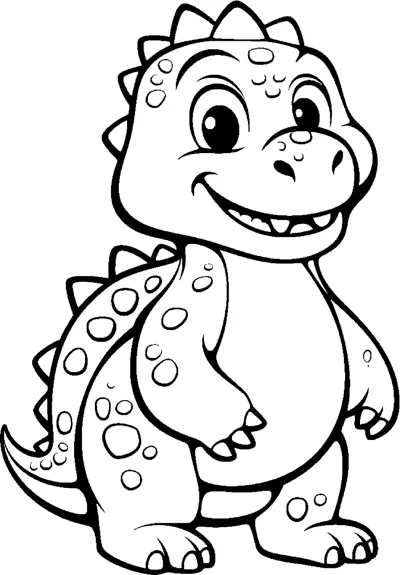 A spotted dinosaur with a spiky back stands facing forward with no background.