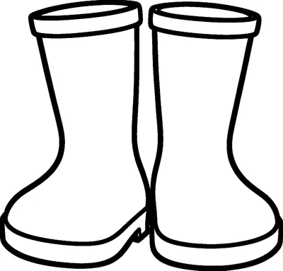 Two tall rain boots standing side by side, each with a rolled top band, a wide foot and a thick sole.