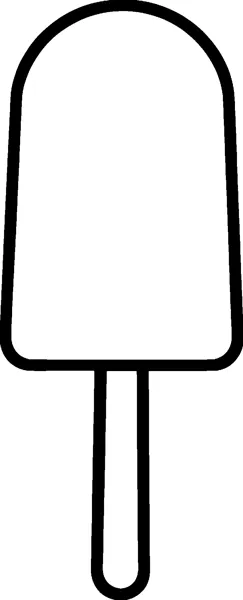 A simple ice lolly with a rounded top on a wooden stick, drawn with thick black outlines and no extra detail.