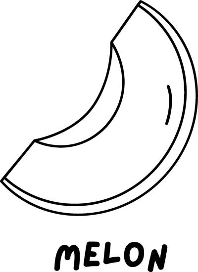 A curved melon wedge with rind above the word MELON in bold capitals.