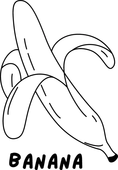 A half-peeled banana above the word BANANA in bold capitals.