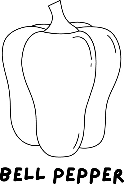 A single bell pepper with a stem above the words BELL PEPPER in bold capitals.