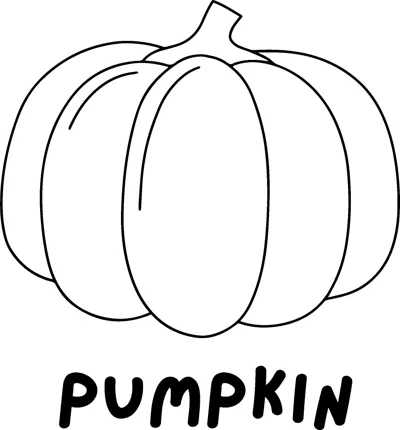 A ribbed pumpkin with a stem above the word PUMPKIN in bold capitals.