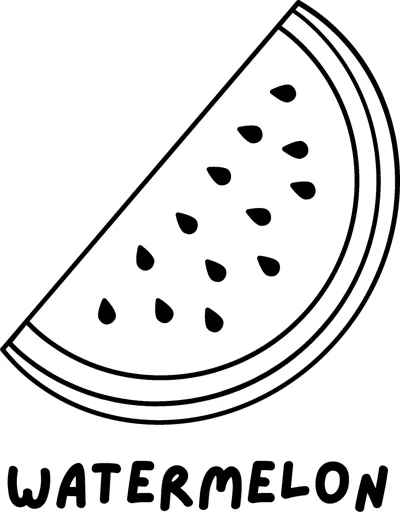 A large watermelon wedge with seeds above the word WATERMELON in bold capitals.