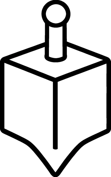 A large plain dreidel with a cube body, pointed bottom tip and a round knob handle on top.