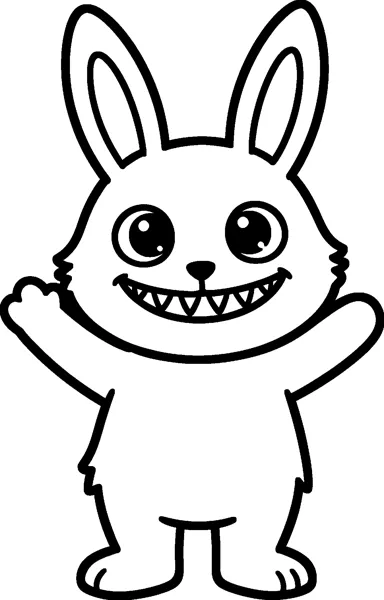 Labubu stands with both arms raised high in a happy wave, showing its big round eyes and wide grin with pointed teeth.