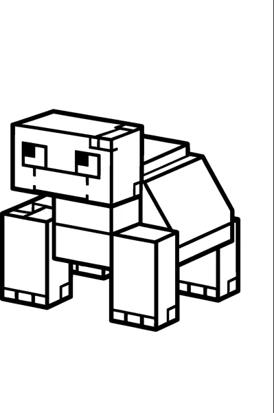 A blocky Minecraft turtle seen from the side, with a cube head, a square shell on its back and four thick block legs.
