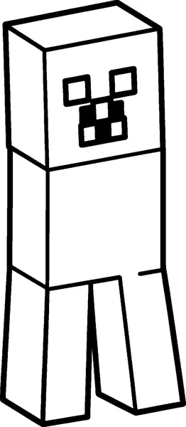A tall blocky Minecraft creeper with no arms, standing on four stubby legs, its pixel face made of small outlined squares.