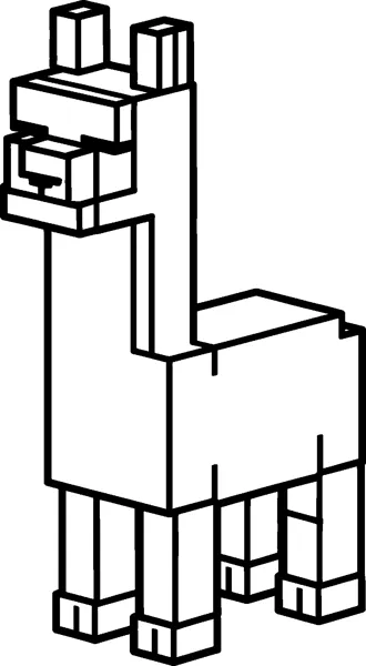 A blocky Minecraft llama with a long upright neck, two tall square ears, a boxy snout and four straight legs.