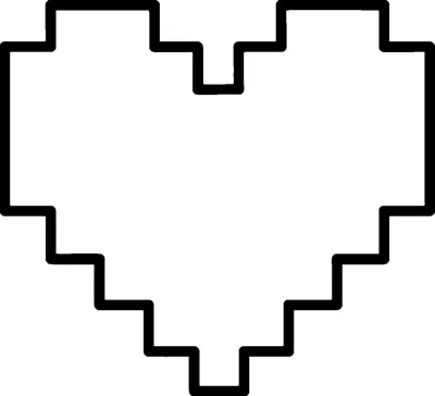 A large heart drawn with stepped pixel edges, like the health hearts in Minecraft, outlined on a plain white page.