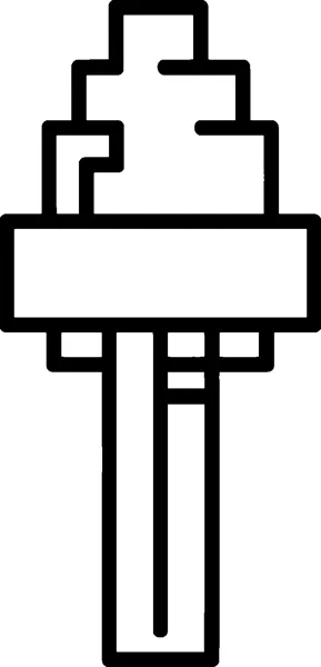 A Minecraft torch drawn as a pixel shape, with a stepped flame on top, a wide block collar and a straight stick handle.