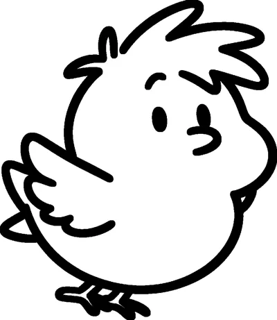 Woodstock, Snoopy's tiny bird friend, standing on thin legs and flapping one little wing with his head feathers sticking up.