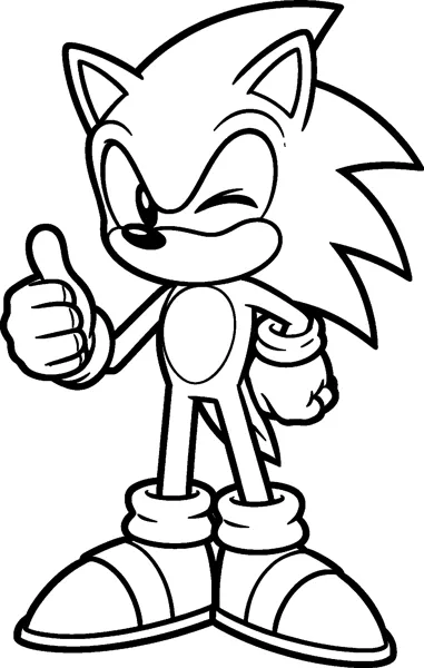 Sonic the Hedgehog winks one eye and gives a big thumbs up with his other hand resting on his hip.