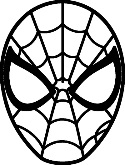 A simple outline of Spider-Man's mask with two big pointed eye lenses and a web pattern spreading out from the middle.