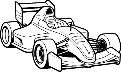 A single-seat open-wheel race car with a front wing is shown from the front at an angle.