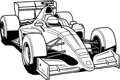 An open-wheel race car is seen from the front with its rear wing rising behind the driver.