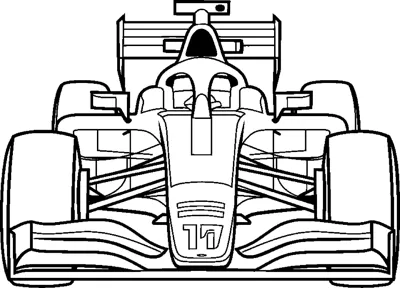 A head-on view of an open-wheel race car with the number eleven on its front wing.
