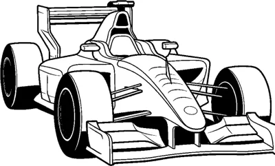 A front view of an open-wheel race car with dark wheels and a tall rear wing.