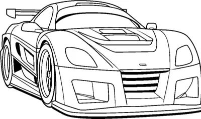 A sleek two-door sports car with a rear spoiler and wide grille faces forward at an angle.