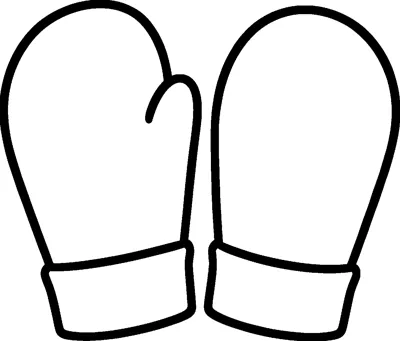 Two plain mittens side by side, each with a thumb and a wide cuff at the bottom.