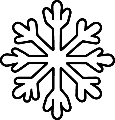 A large snowflake with six thick arms, each ending in small rounded branches.
